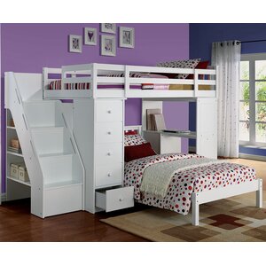 Freya Loft Bed with Bookshelf Ladder