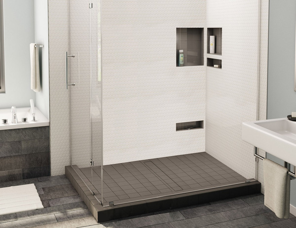 Tile Redi Double Threshold Shower Base With Center Trench Drain And Double Threshold Shower Base With Center Trench Drain And Grate