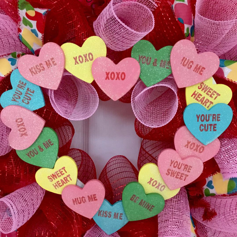 conversation heart wreath