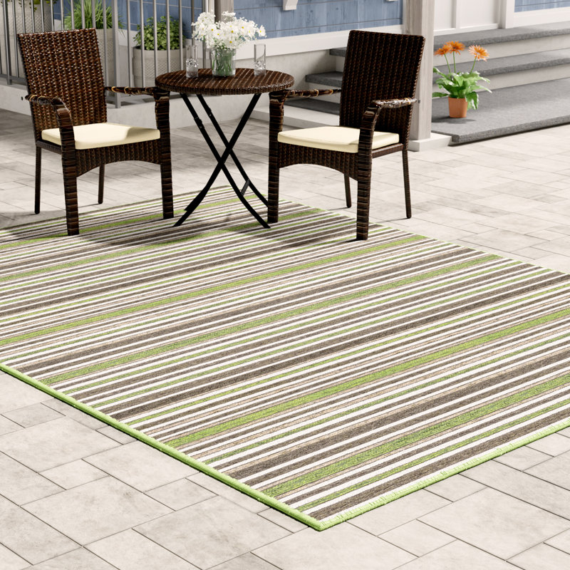 Sol 72 Outdoor Barrington Striped Green Brown Indoor Outdoor Area Rug Reviews Wayfair