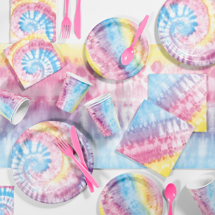 Includes Tie Dye Birthday Banner Perfect Tie Dye Birthday Party Decorations and Tie Dye Birthday Party Supplies! Tablecloth and Centerpiece Tie Dye Party Plates and Napkins Cups for 16 People Tie Dye Party Supplies and Decorations