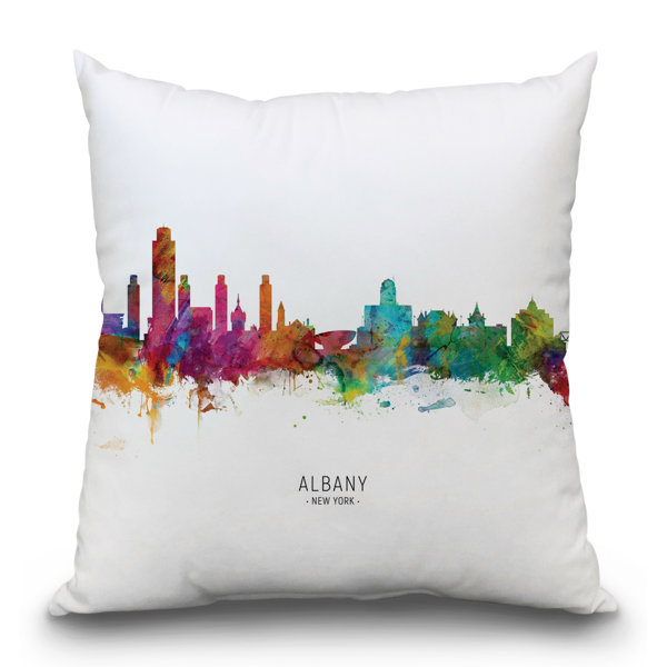 East Urban Home Albany New York Skyline Throw Pillow Wayfair Albany New York Skyline Throw Pillow