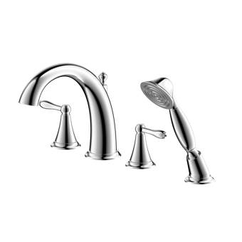 Polished Chrome Metal Lever Handle KINGSTON Brass CC410T1 Vintage Deck Mount 7 Spread Tub Filler with Hand Shower