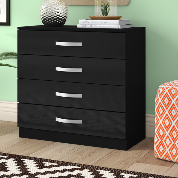 Furnished With Style Tall 6 Drawer Matt Black Bedroom Chest Of