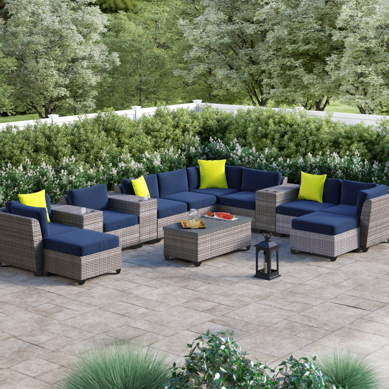 Sol 72 Outdoor Merlyn 14 Piece Sectional Seating Group With Cushions Reviews Wayfair
