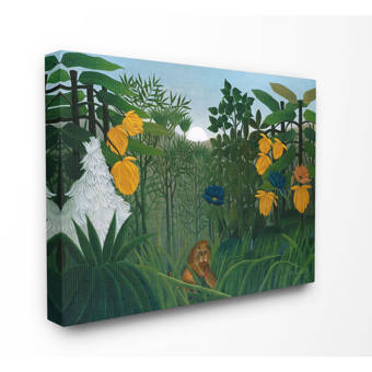 World Menagerie Jungle Sunrise Lion Conflict Illustration By