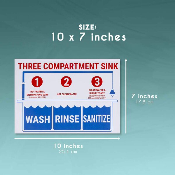 Juvale Wash Rinse Sanitize Labels for 3 Compartment Sink Sign | Wayfair