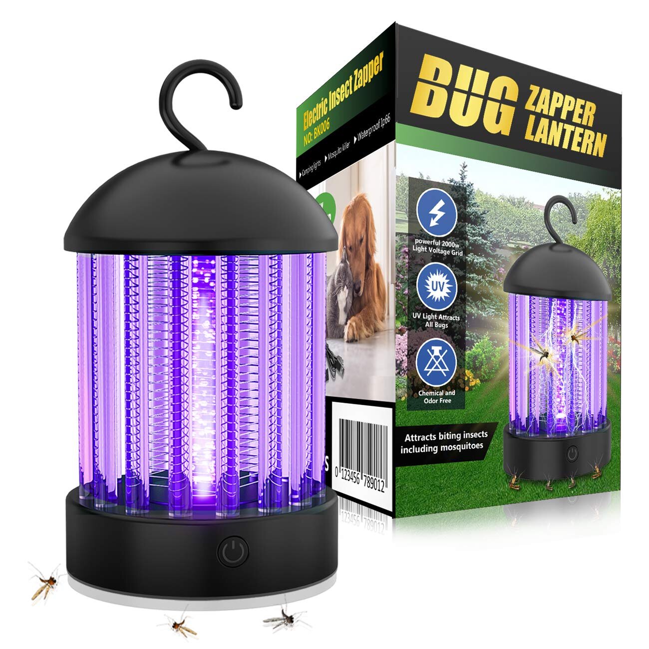 4LED Solar Mosquito Killer Lamp Electric Shock Insect Zapper Fly Trap Light NIGH 