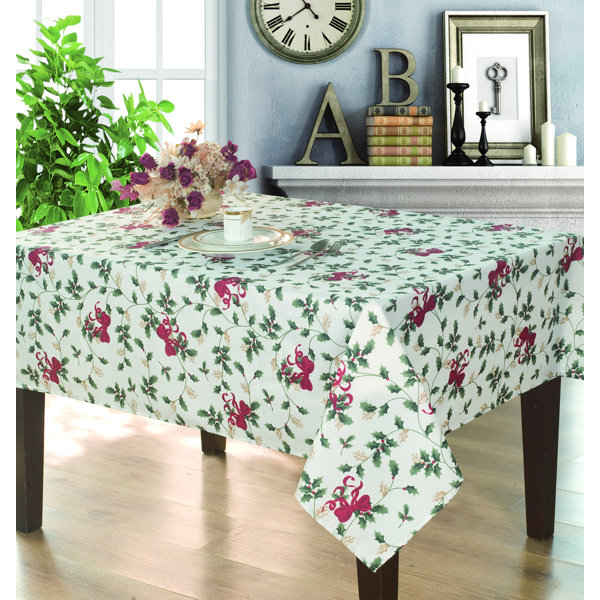 60 x 102 Stylish Christmas Evergreen Trees Vinyl Tablecloth