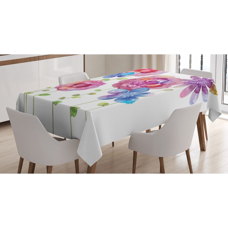 Ambesonne Floral Table Runner Dining Room Kitchen Rectangular Runner Multicolor Birds and Flowers on a Pale Blue Background 16 X 72 