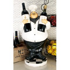 Kitchen Decorative 13" Chubby Chef Polyresin Wine Bottle Holder with Smile 