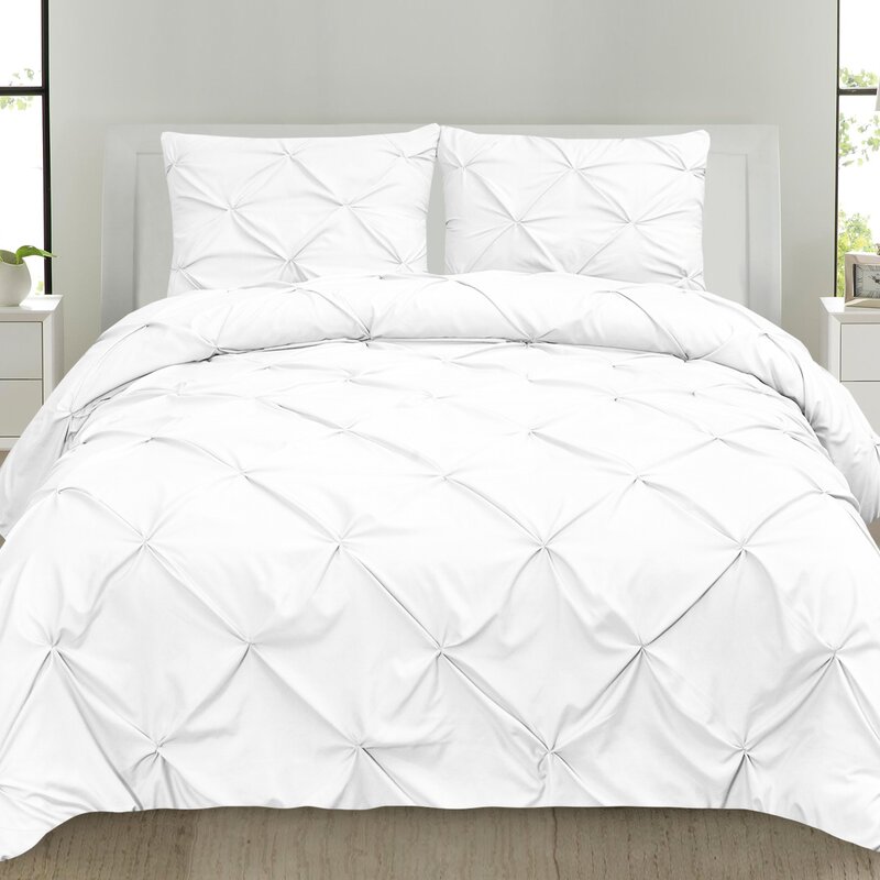 Winston Porter Hartselle Luxury Pinch Pleat Pintuck Duvet Cover