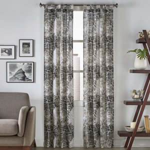 Brampton Tropical Nature/Floral Semi-Sheer Tab Top Curtain Panels (Set of 2)