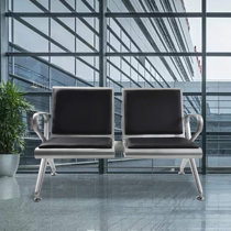2-Seat/3-Seat Waiting Room Chair Airport Office Reception Salon Bench Silvery 