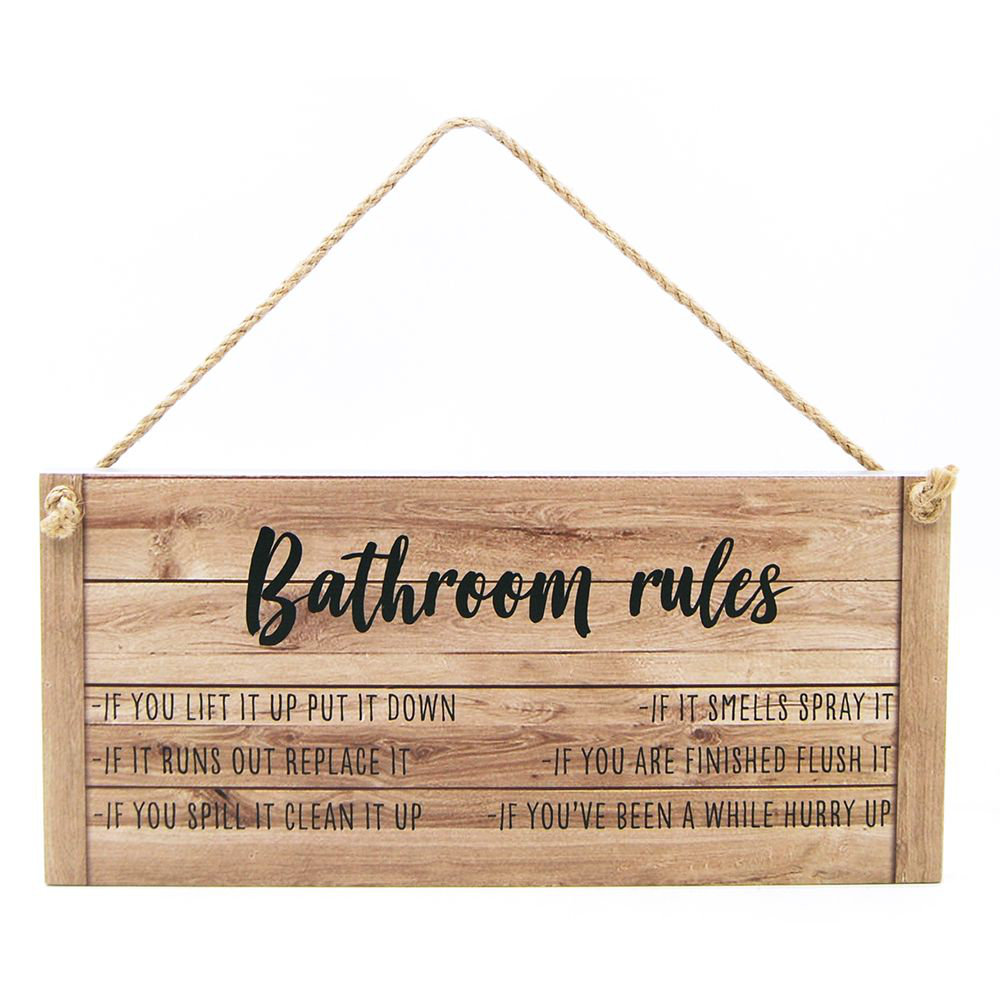 Gracie Oaks Quirky And Funny Bathroom Rules Wall Decor Reviews Wayfair