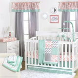 pink and grey chevron crib bedding