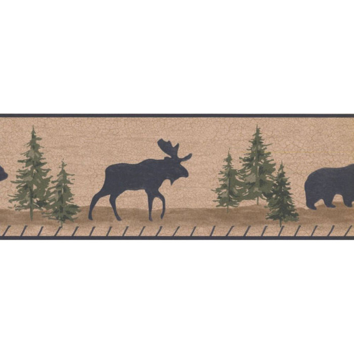 Moose Pine Trees Deer Wallpaper Border Lodge Shawnee Silhouettes Bear