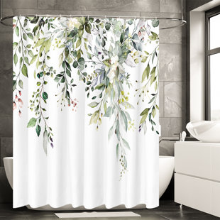 Pear Flower Waterproof Bathroom Polyester Shower Curtain Liner Water Resistant 