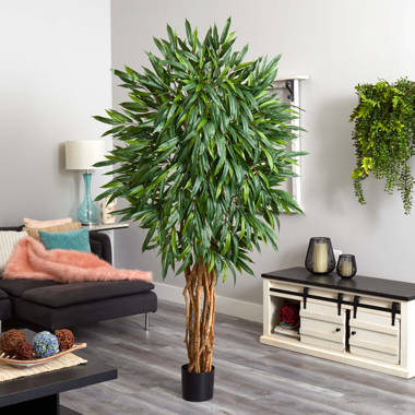 Charlton Home® 90'' Faux Ficus Tree in Rattan Basket & Reviews | Wayfair