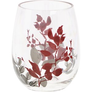 Kyoto Leaves 16 oz. Acrylic Stemless Wine Glass (Set of 4)