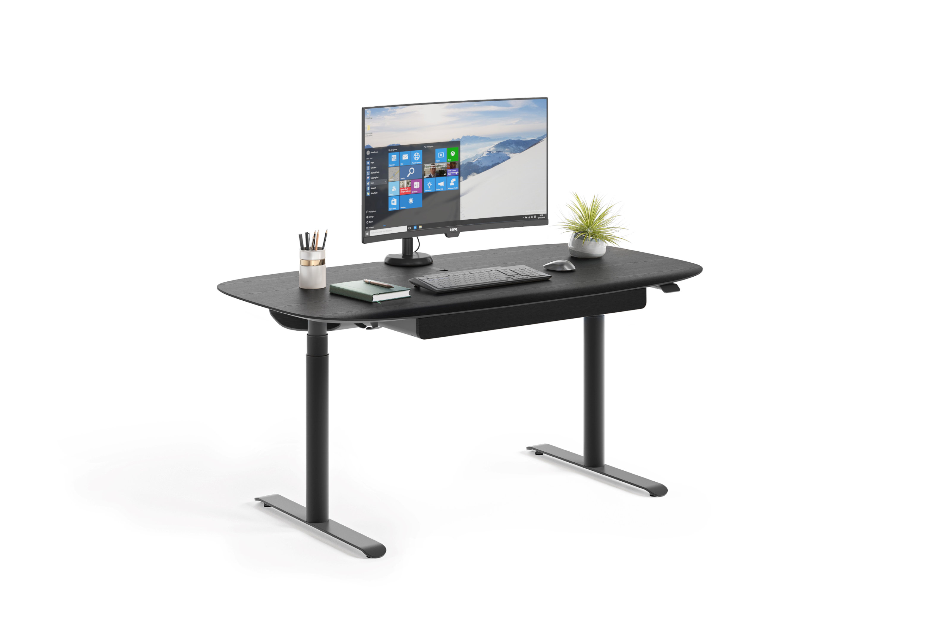 standing desk with built in outlets