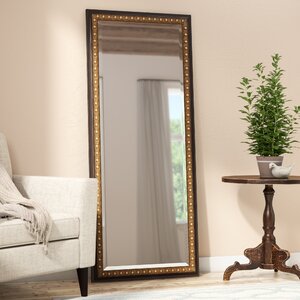 Dark Brown Wood Beveled Wall Mirror