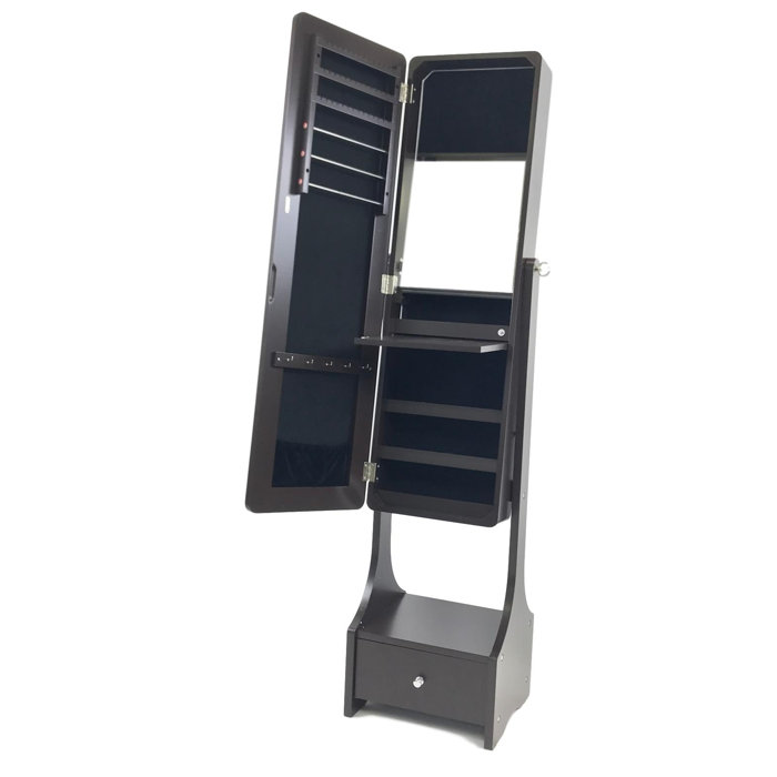 Latitude Run Brooks Mirrored Jewellery Cabinet Armoire Stand