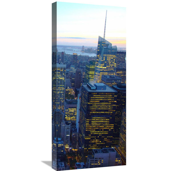 Global Gallery New York City Skyline At Dusk Right Photographic Print On Wrapped Canvas Wayfair