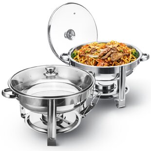 2 LARGE chafing dish chaffing warmer tray lid cater buffet party 8.5L catering