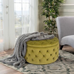 Grey Plush Pouffe with Hidden Storage Height 38.5cm Your Home Gold Trim Velvet Foot Stool