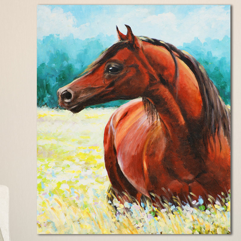 Designart Brown Arabian Horse Painting Print On Wrapped Canvas