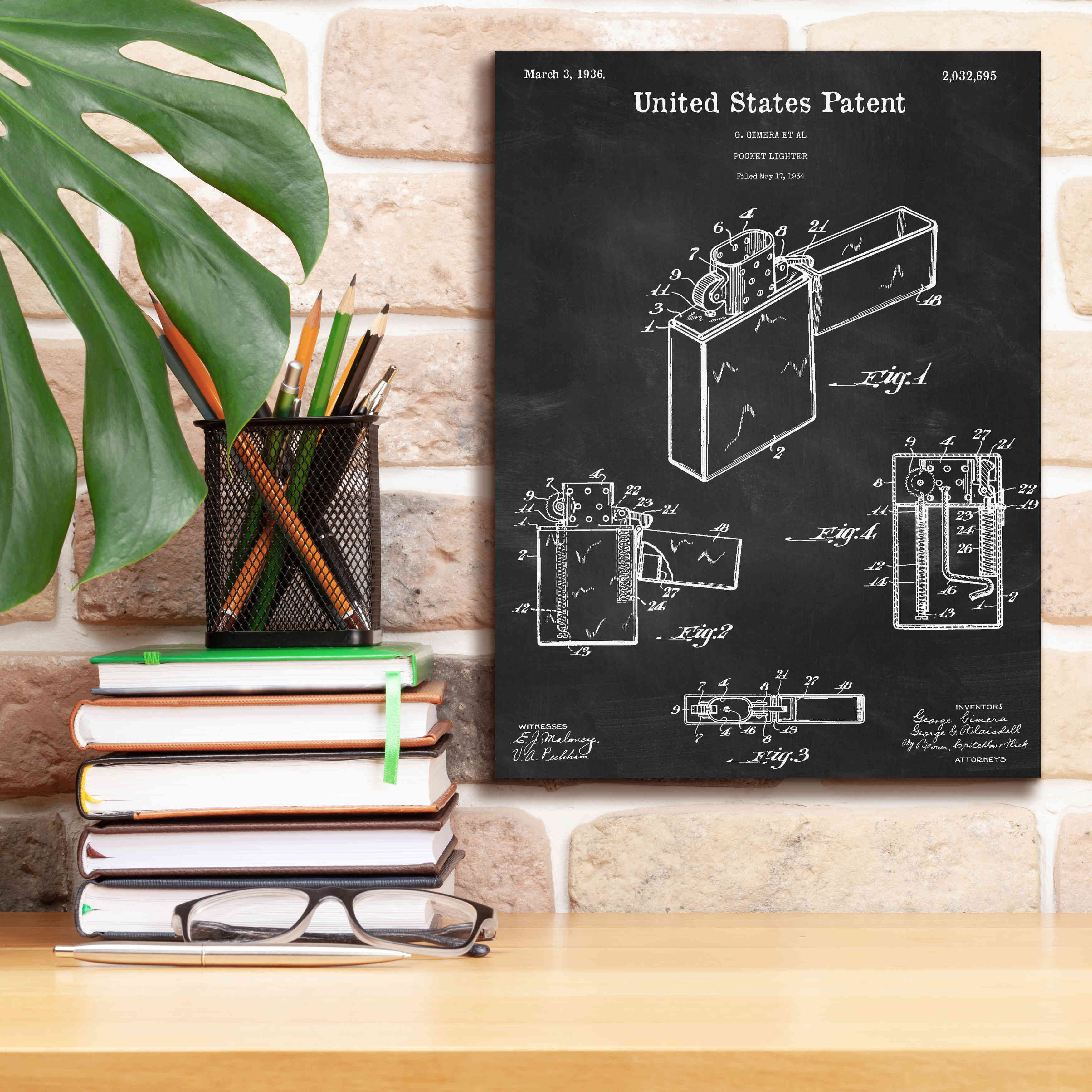 Williston Forge Pocket Lighter Blueprint Patent Chalkboard - Drawing ...