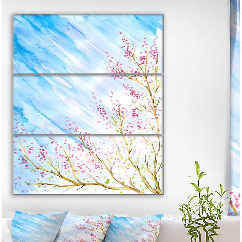 East Urban Home Autumn Sakura Tree Watercolor Artwork Oil