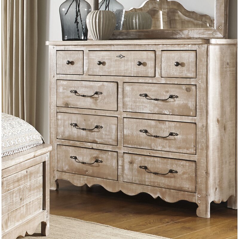 Feminine French Country 9 Drawer Double Dresser Reviews Wayfair