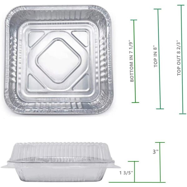 koent Disposable 8X8 Baking Pan With Lids | Heavy Duty Foil Pans For ...