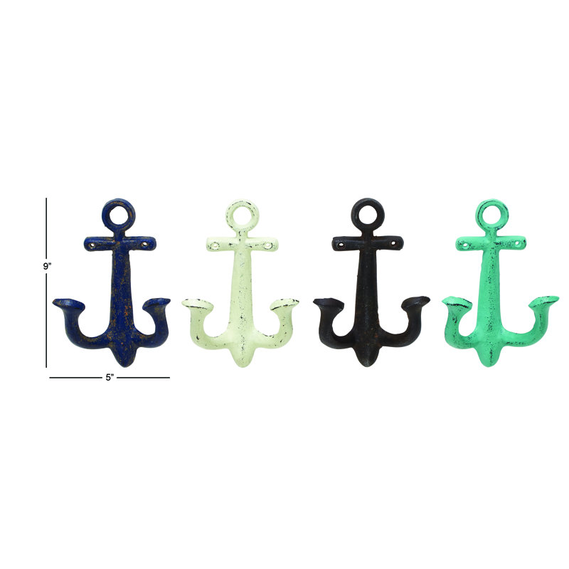 Beachcrest Home Stonehaven Anchor 4 Piece Metal Wall Hook Set