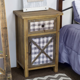 Delicia Décor Furniture Rustic Wooden Bedside End Table With Storage by Gracie Oaks Comparison