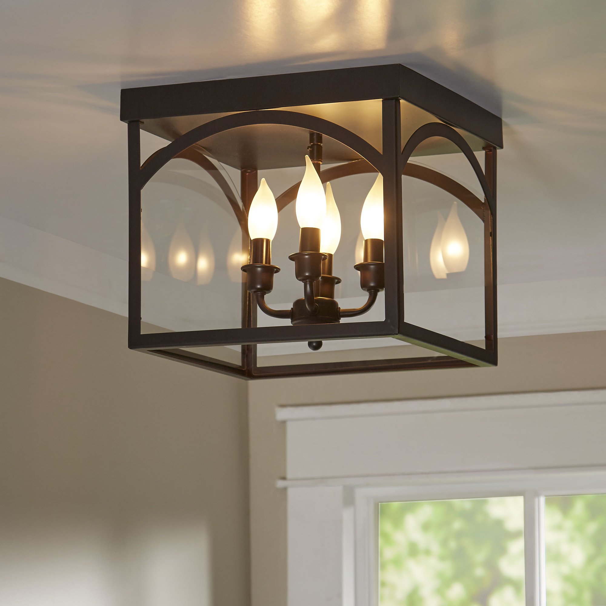 lantern style flush mount light