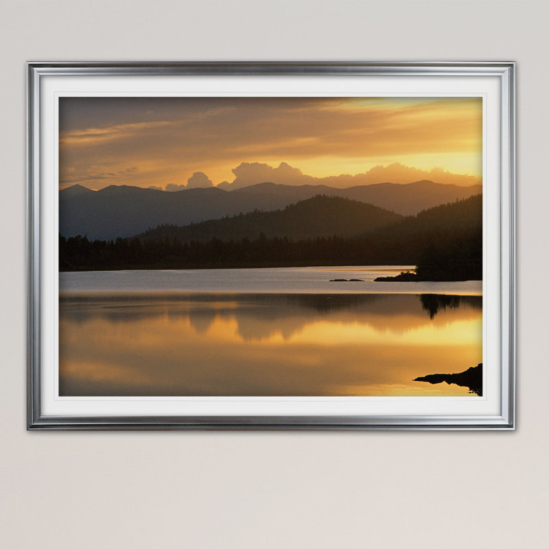 Millwood Pines Sunset At Rainbow Lake Framed Acrylic Painting
