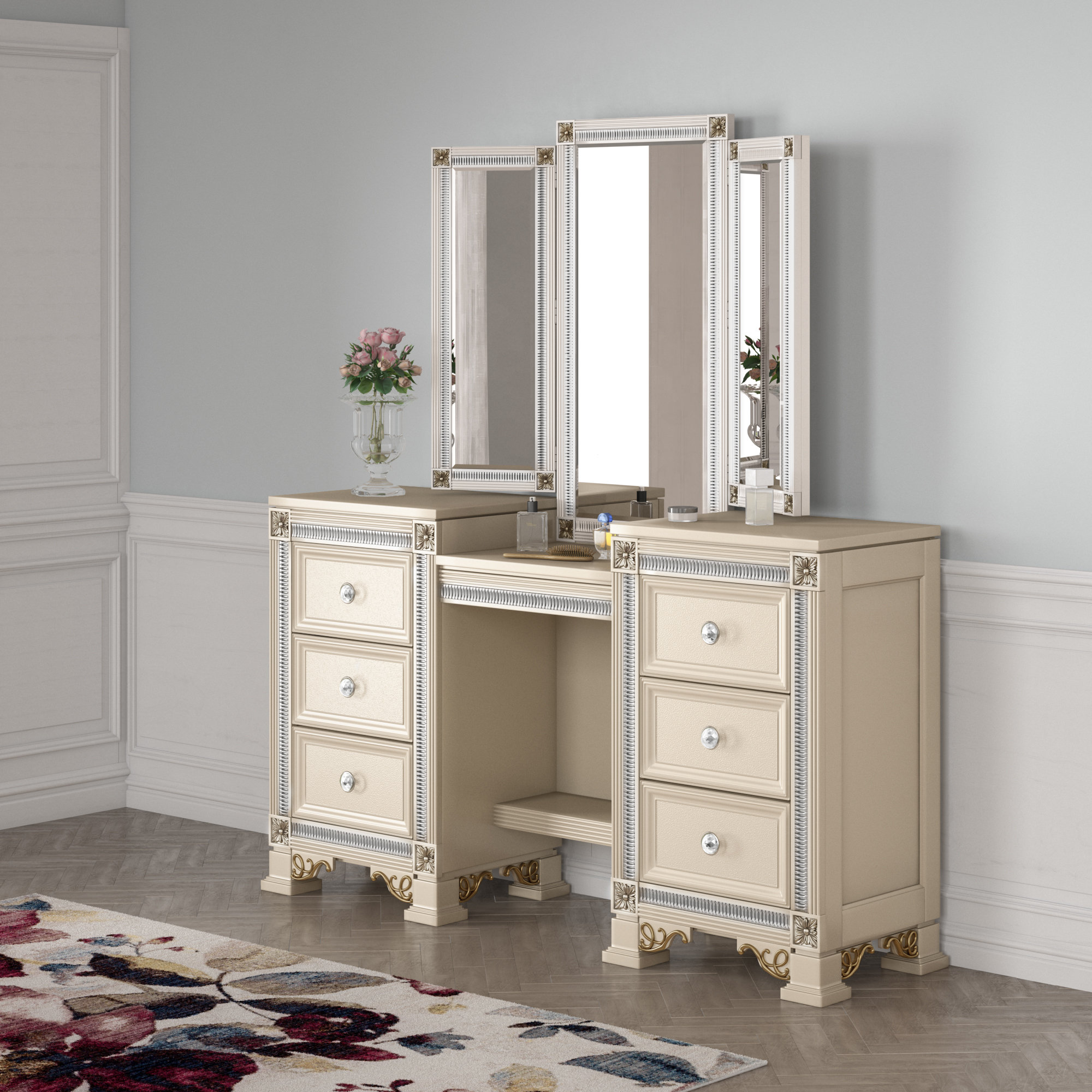 House Of Hampton Skaggs Vanity With Mirror Reviews Wayfair
