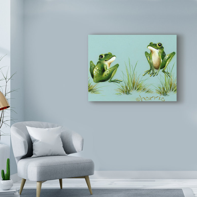 Winston Porter April Showers Frogs With Grass Acrylic Painting