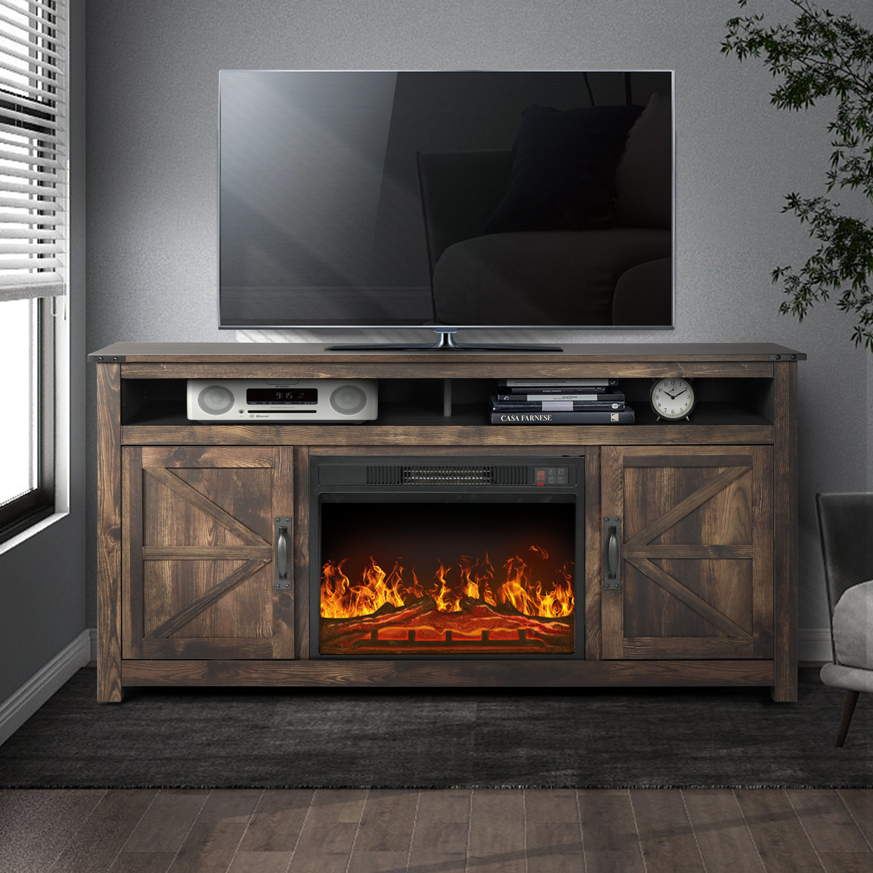 Gracie Oaks Baljinder TV Stand for TVs up to 65" with Fireplace
