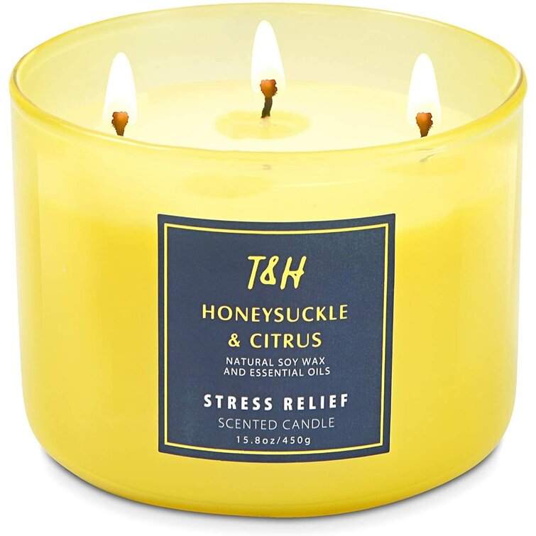 T&H Wholesalers Honeysuckle Citrus Scented Candle 3 Wick Candles For Home |  Wayfair