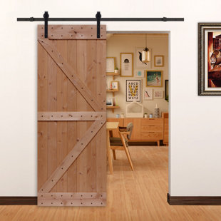 Find The Perfect Interior Doors Wayfair Paneled Wood And Metal Unfinished Barn Door With Installation Hardware Kit