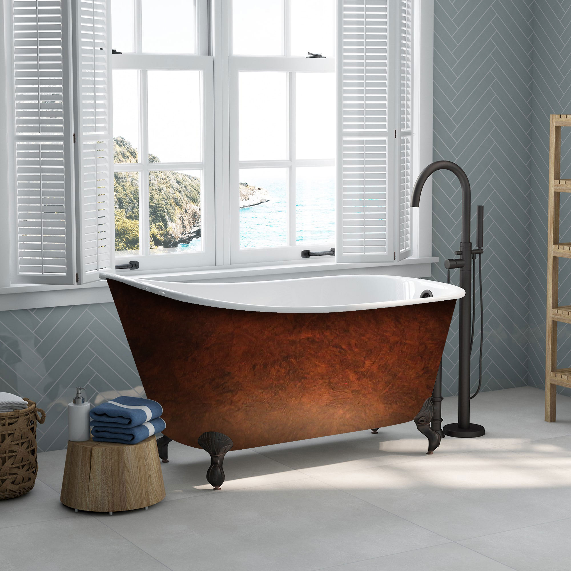 clawfoot soaking bathtub