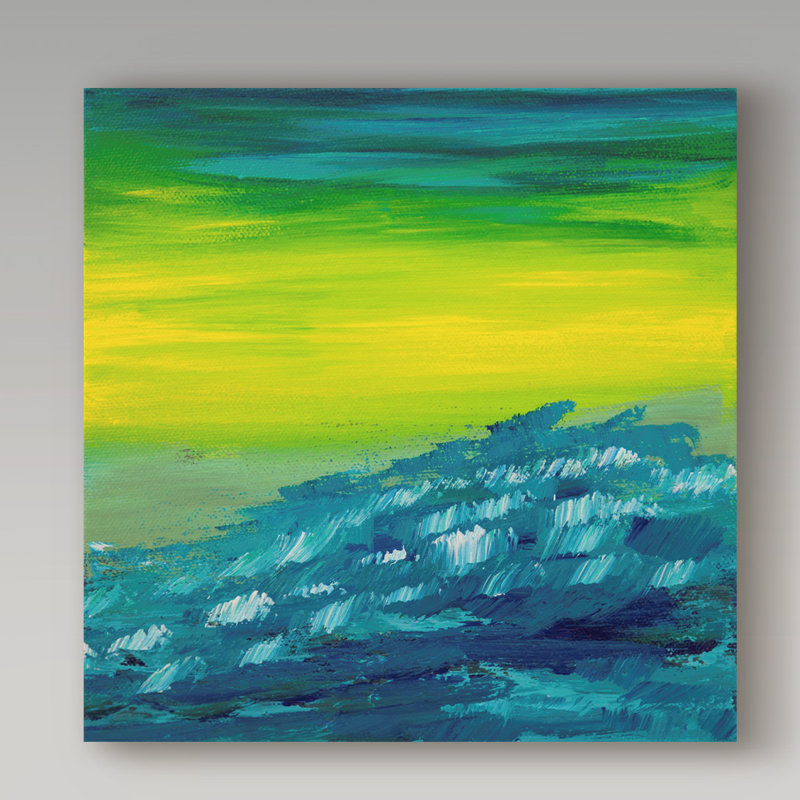 Trademark Art Views Of Nature Blue Green Acrylic Painting Print