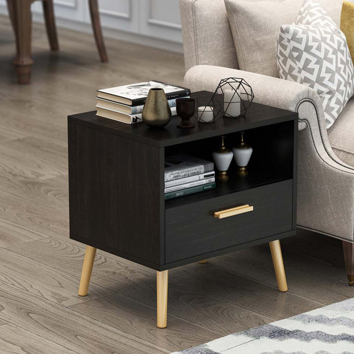 Everly Quinn Shaula Solid + Manufactured Wood Nightstand & Reviews ...