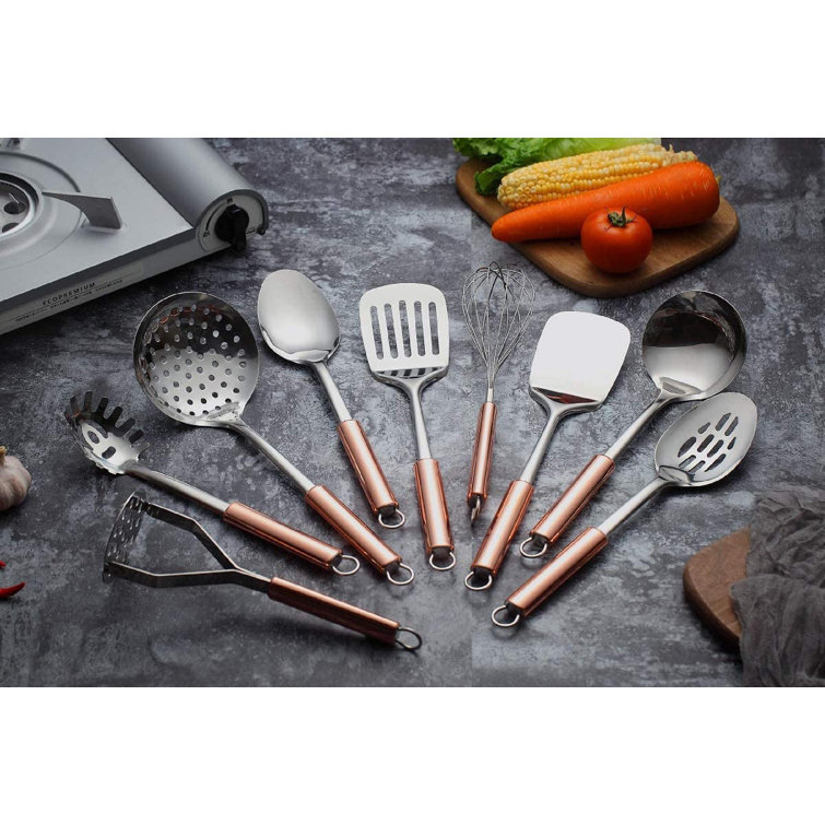 Treasurecabinet Kitchen Utensil Set 9 Piece Stainless Steel Cooking Utensil Set Kitchen Gadgets Cookware Set Best Gift Kitchen Tool Set Wayfair