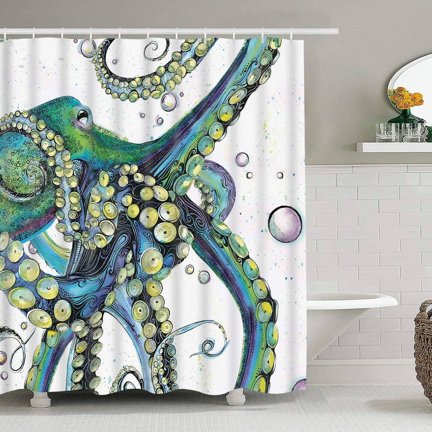 Rosecliff Heights Bathroom Shower Curtain Colorful Fashion Octopus