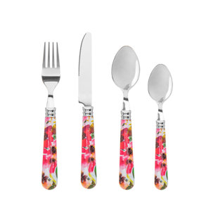 Porcelain Ceramic Steel Shabby Chic knives Floral design Cutlery Posh dining 